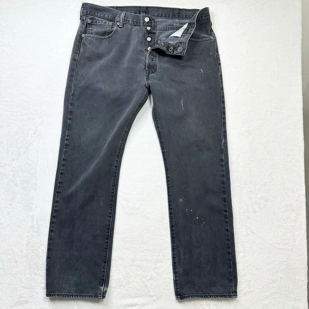 Levis 501 Jeans Mens 38x32 Black Gray‎ Fade Original Fit Measures 36x30 Mexico